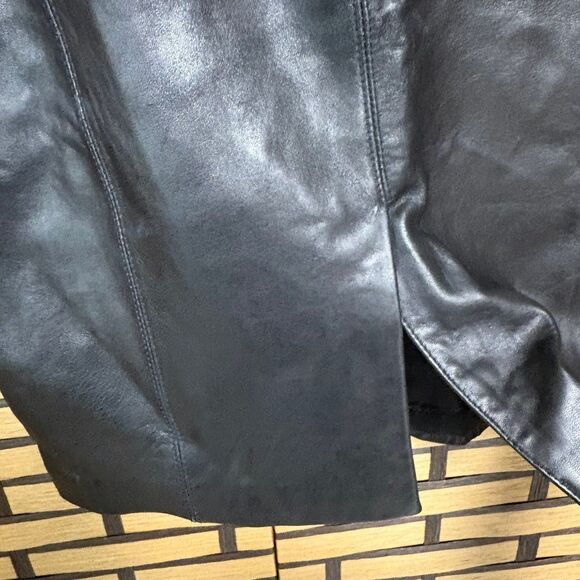 Bebe Black Genuine Leather Skirt Size 4 - Picture 8 of 11